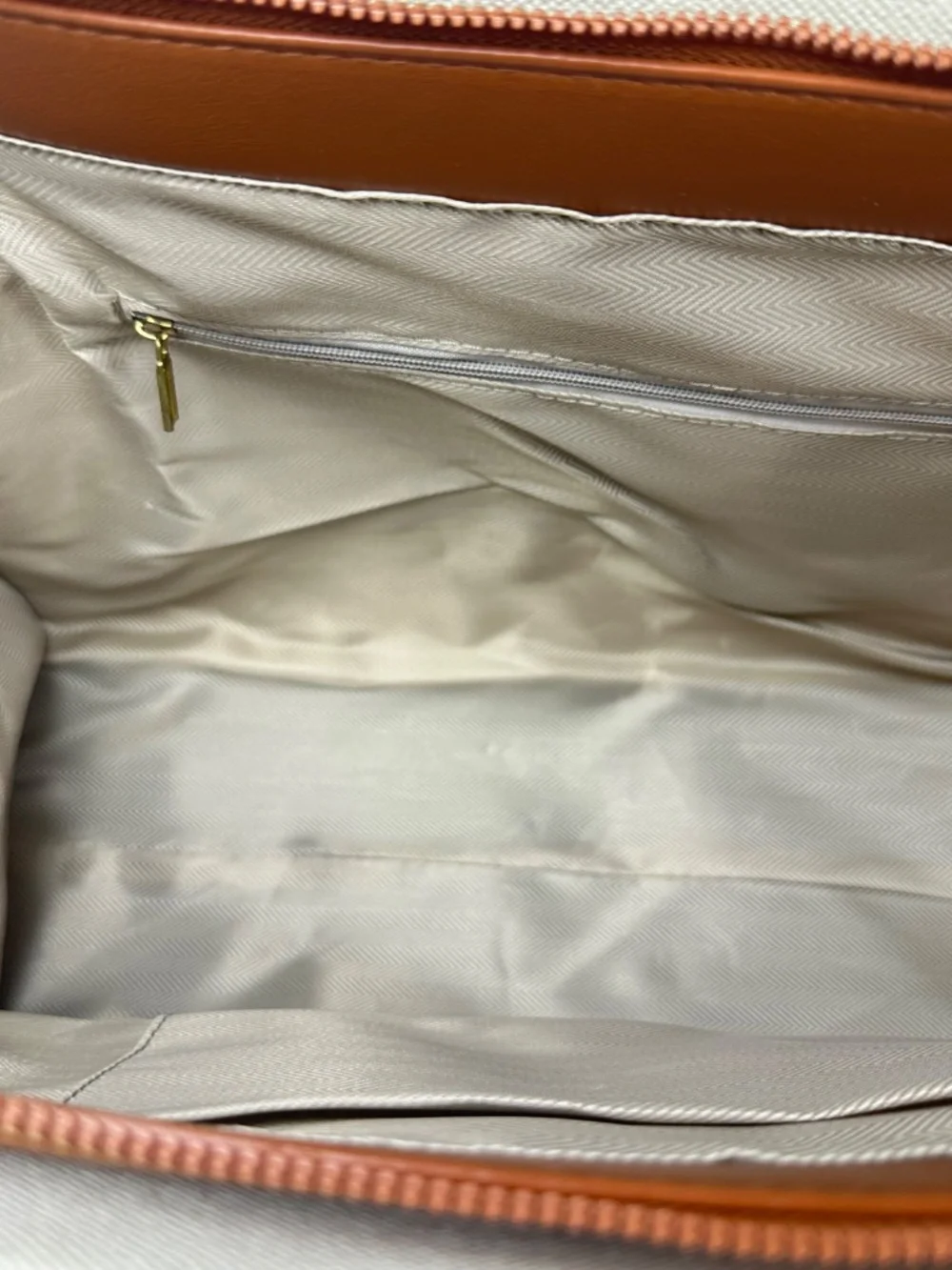 Canvas Tote/Computer/Laptop Purse Bag Beige Brown Handles Shoulder Strap NWT